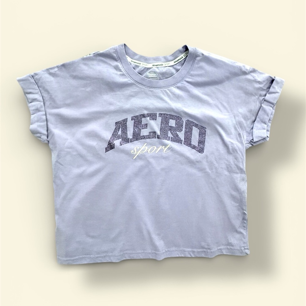 Aero Sport Purple Short Sleeve Rhinestone Logo Tee M